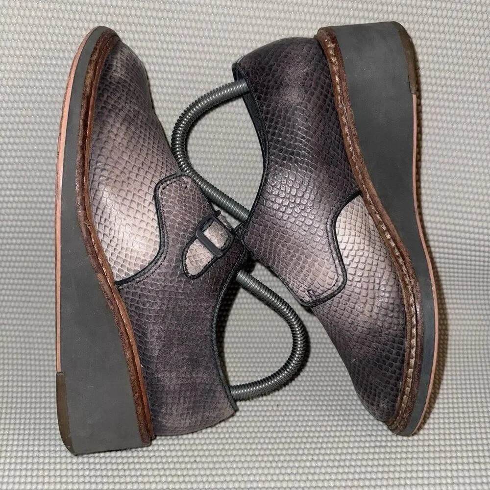 Camper Magna Wedge Snakeskin Embossed Oxford Monk Strap Shoes Size EU 38 US 7.5